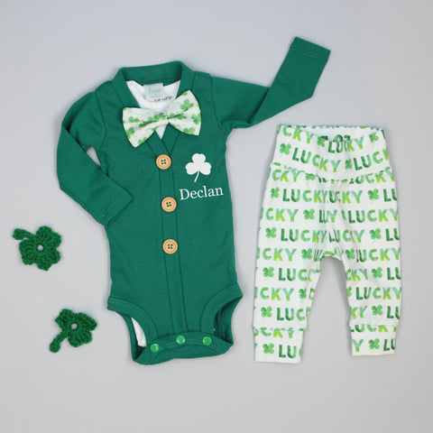 st patrick's day outfit for baby boy by Cuddle Sleep Dream