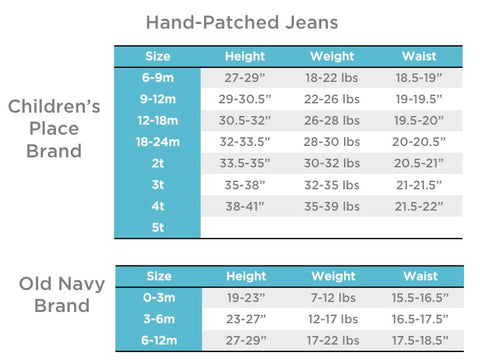 Old Navy Jeans Size Chart