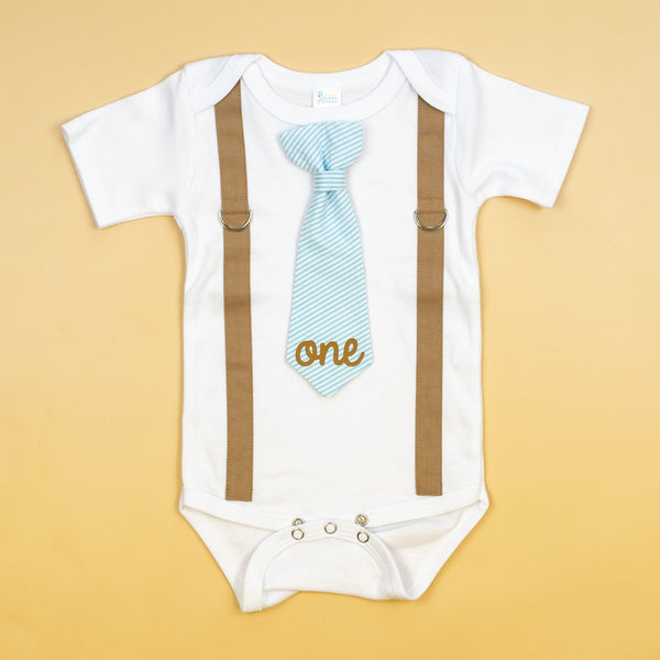 Baby Boy 1st Birthday Shirt - Classic Seersucker - Cuddle Sleep Dream