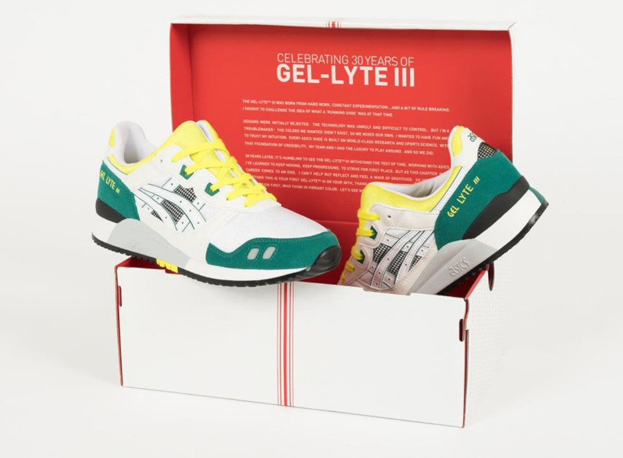 asics gel lyte iii white green yellow