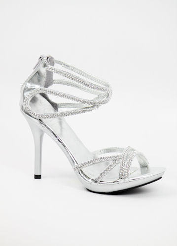 silver chunky heels for prom