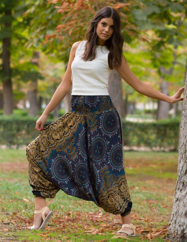 women's gold blossom pants