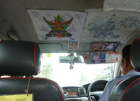 Inside of a taxi. Bangkok, Thailand