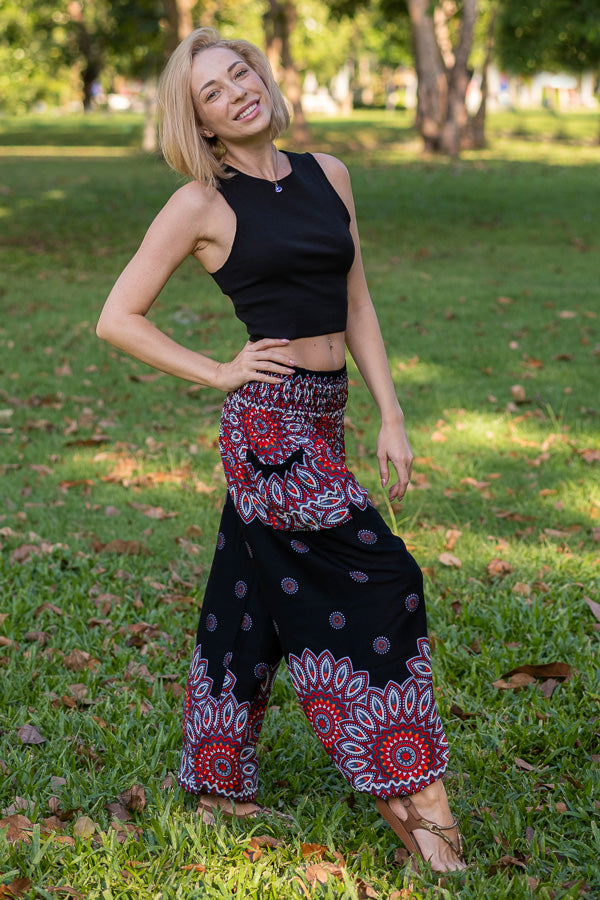 Black Bamboo Rayon Flowy Yoga Pants