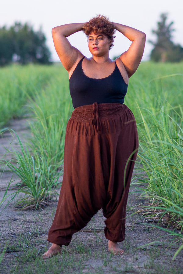 Plus Size Teal Blossom Print Harem Pants