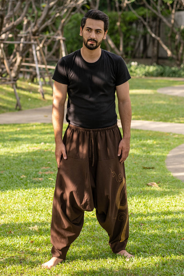 ✓ Boho Style High Waist Black Cotton Pants for Men  Sustanaible  Fashion【Wynwood Tribe】 – wynwoodtribe