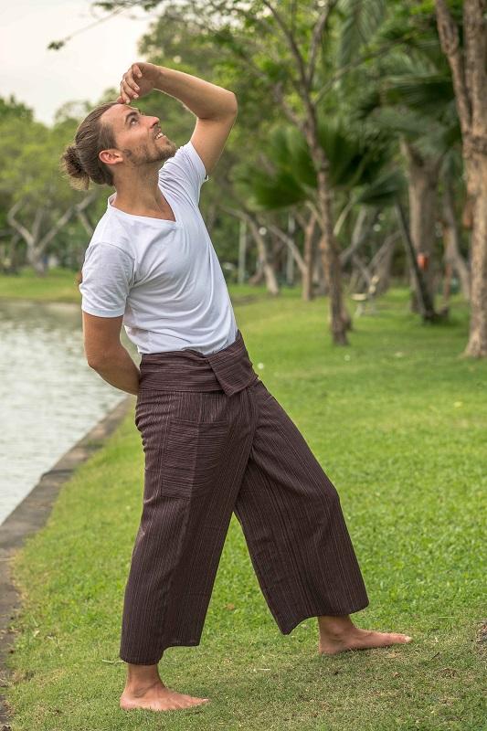 Red Long Cotton Fisherman Pants for Men