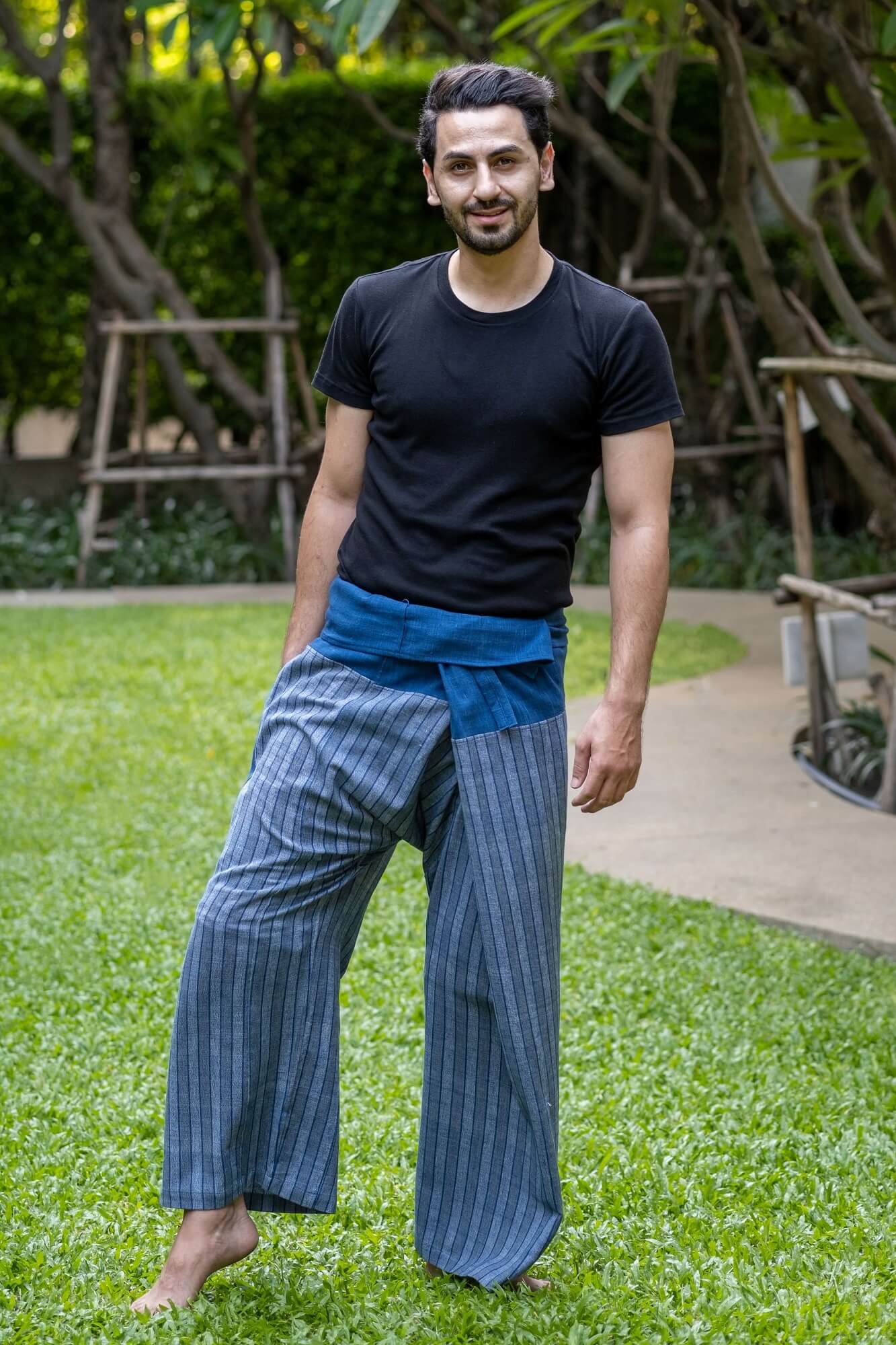 Men's Premium Indigo Striped Fisherman Pants