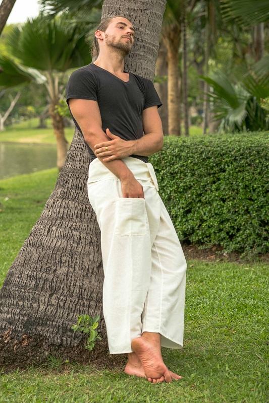 Men's White Fisherman Pants