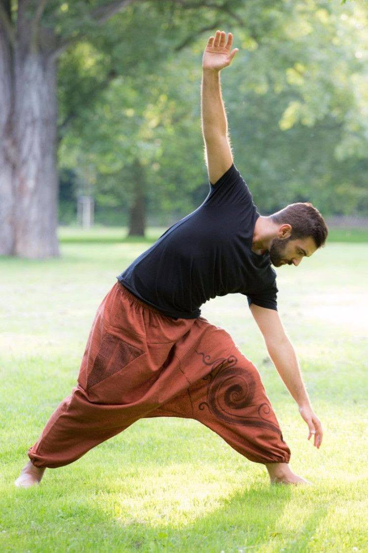 Men's Brick Red Baggy Cotton Pants  – Hippie Pants