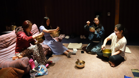 The Little Tibet London - Tibetan Singing Bowl Mini Course Event Participants Playing Tibetan Singing Bowls