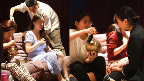 The Little Tibet London - Tibetan Singing Bowls Mini Course - Participants Learning How To Play The Singing Bowl