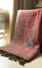 The Little Tibet PAISLEY GREEN BOILED WOOL BLANKET