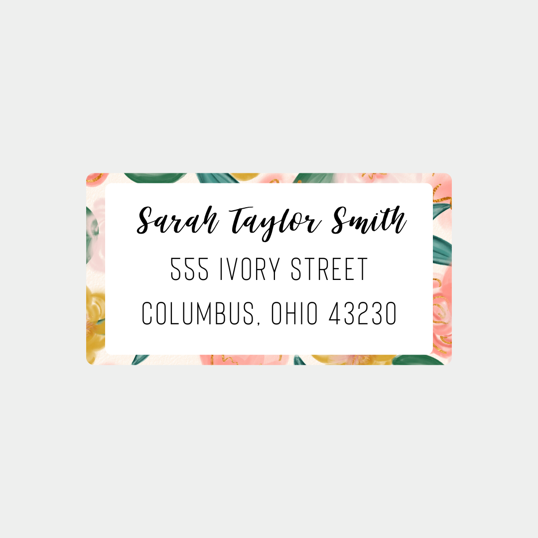 Peach Watercolor Floral - Return Address Labels