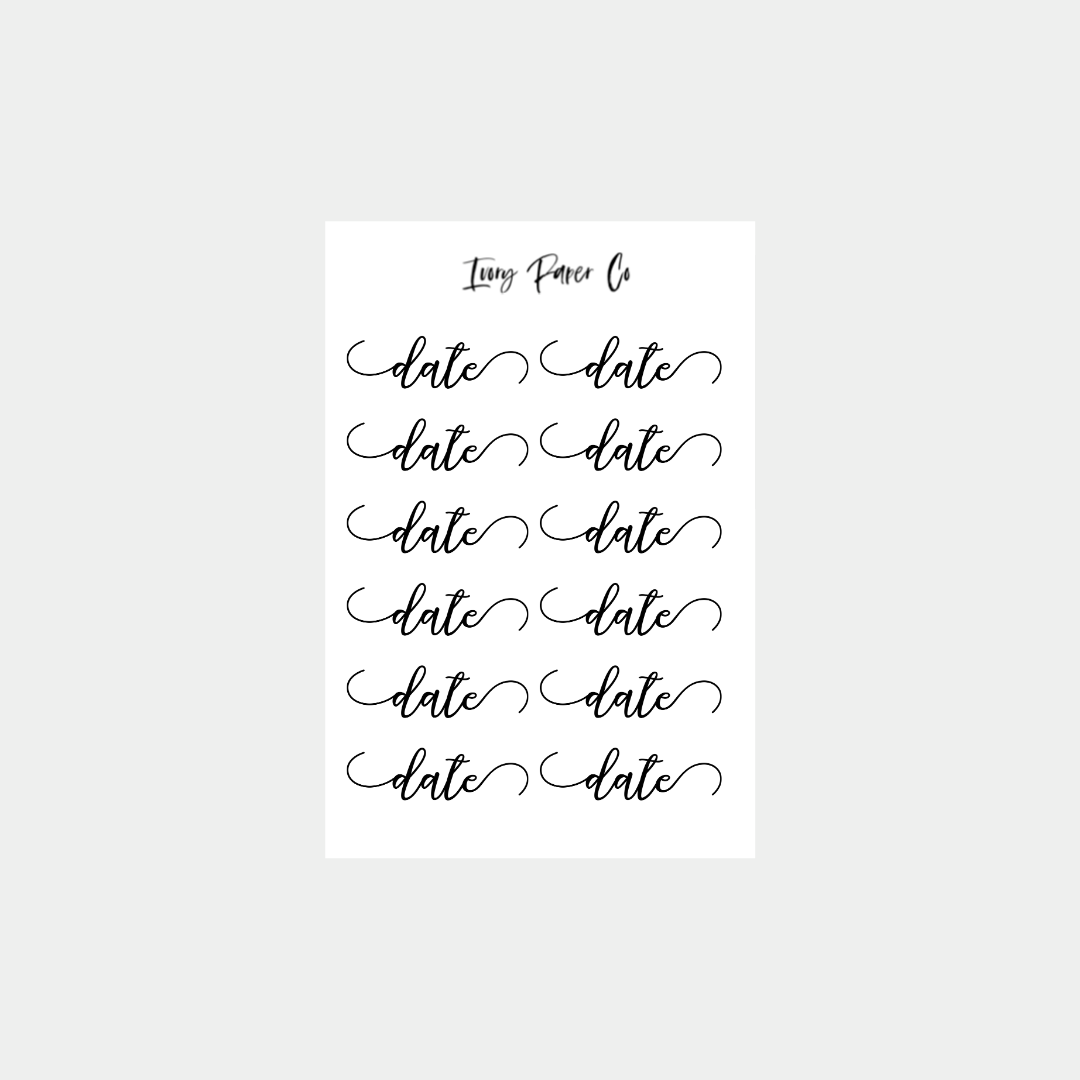 Date Script Sticker Sheet