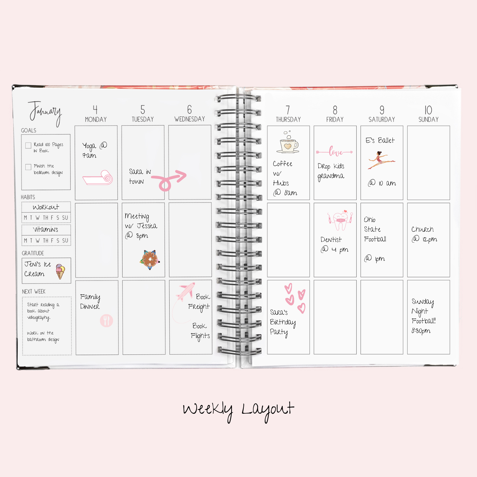 Blush Marble | Vertical Weekly Planner