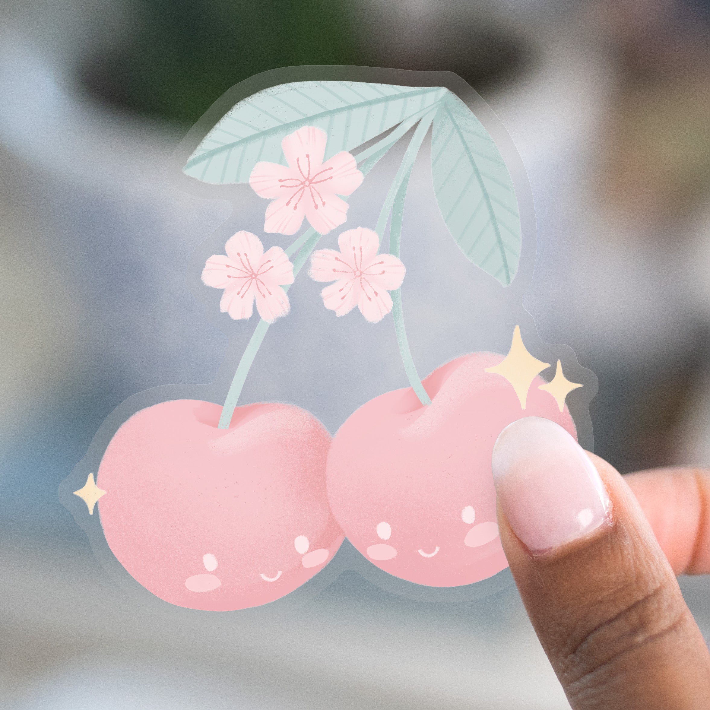 Clear Cherries Sticker | Laptop Stickers | 3x2.9 in