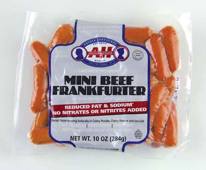 A & H Uncured No-Nitrate Added Reduced Fat & Sodium Mini Hot Dogs 10 oz.