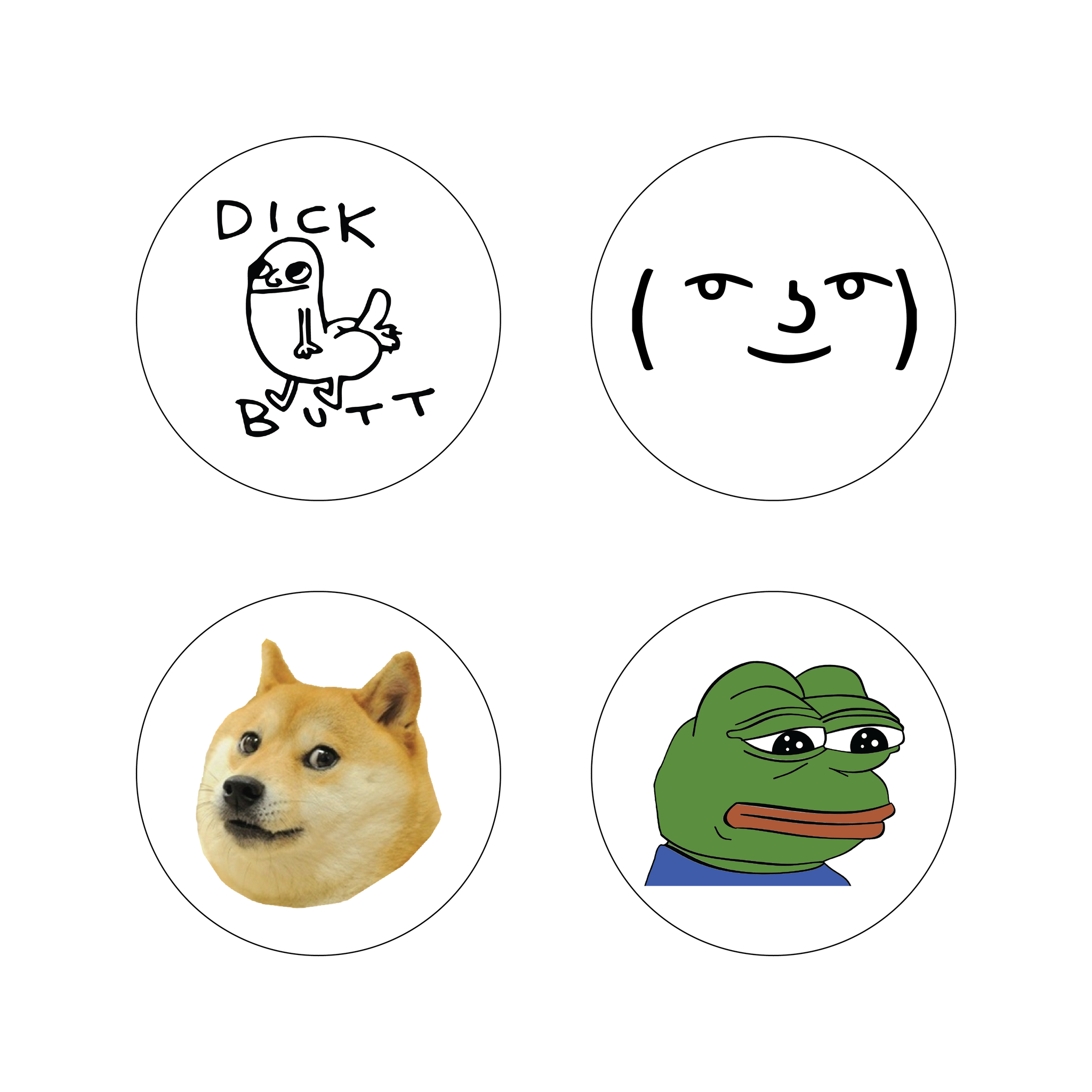 4 Pack Meme Coasters On Acrylic Doge Lenny Face Feels Frog