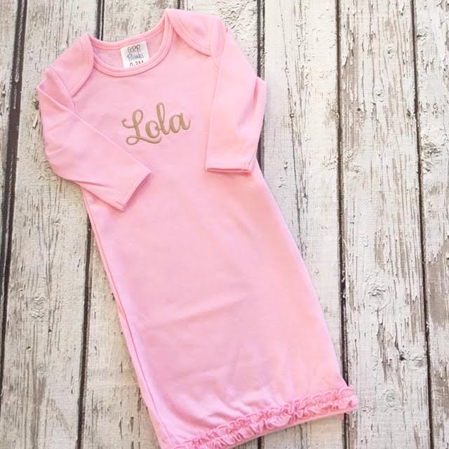 monogrammed infant gown