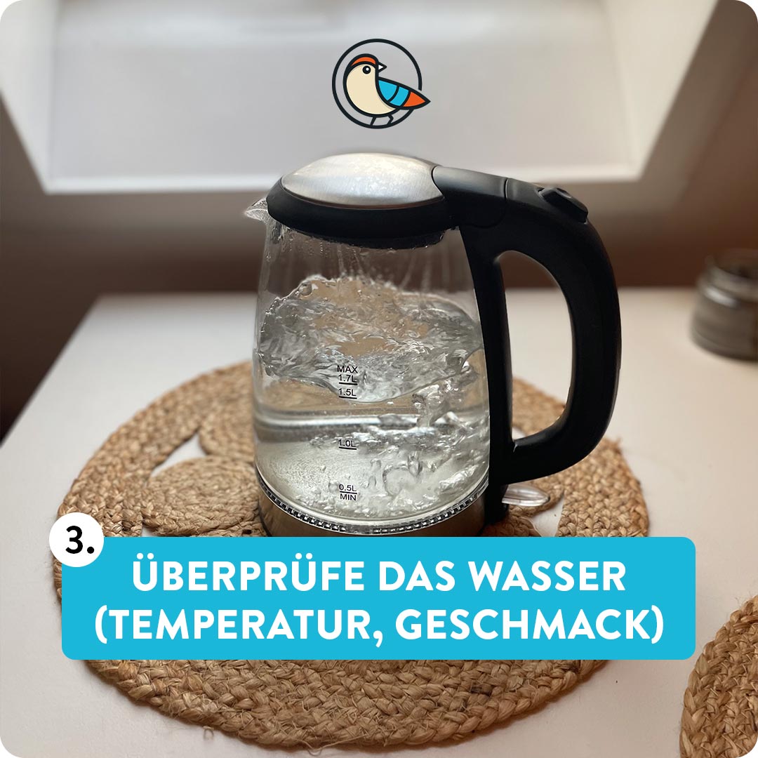 Überprüfe das Wasser