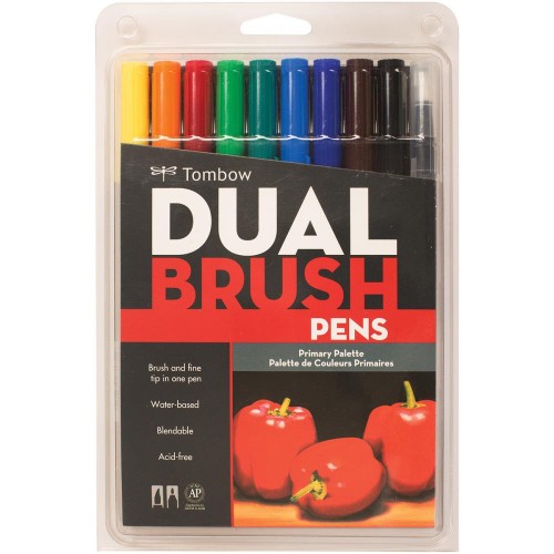 Tombow Dual Brush Markers 10/Pkg Primary