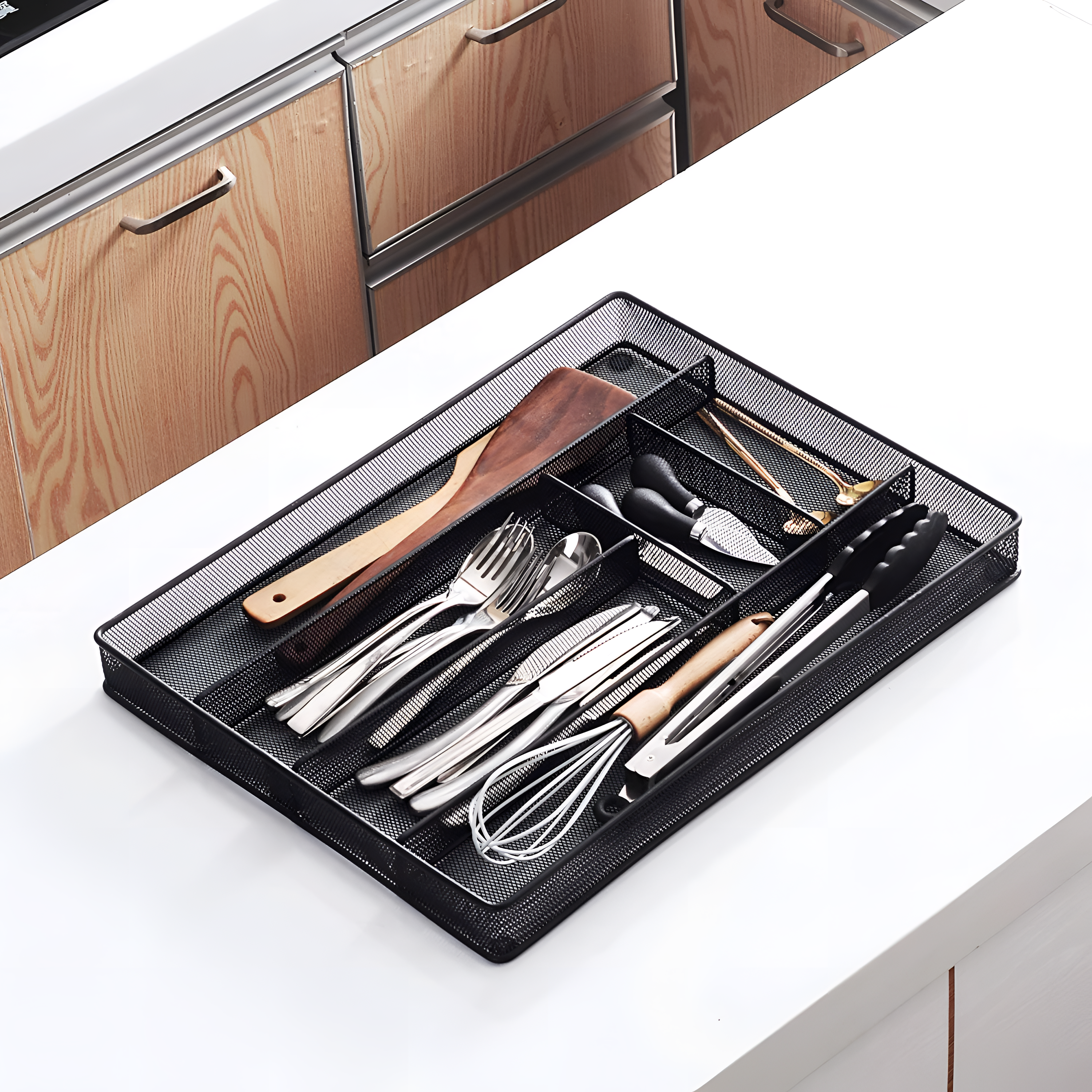 6-Compartments 6-Compartment Cutlery Tray for Kitchen Drawers