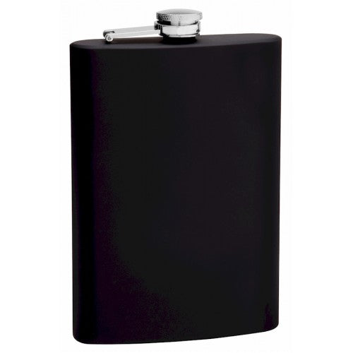 12 oz. Black Rubber Coated Flask | Flasks.com