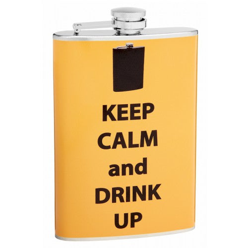 8oz Keep Calm and Drink Up Hip Flask from Flasks.com