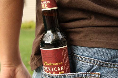 Beer in back pocket