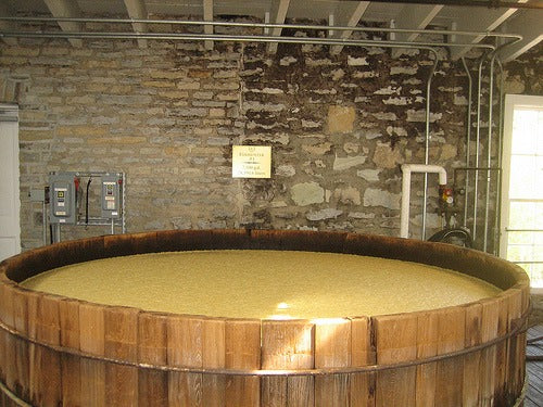 Bourbon wash in open fermenter