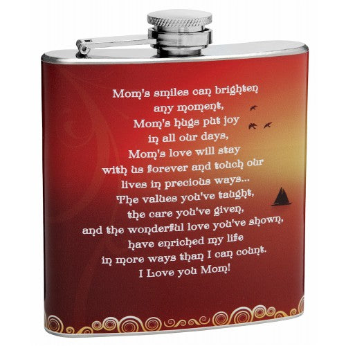 6oz "Mom's Smile" Hip Flask for Moms | Flasks.com