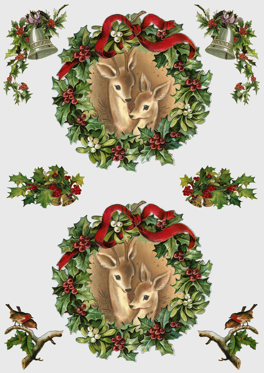 Decoupage Central, Christmas, Frames, Bunny, Rabbit, Holly, Berries,  Vintage Style DC120, Rice Paper — Handcrafted Holiday Traditions Shop Now  for Premium imported Rice Papers and Blank Bases for Decoupage and Mixed  Media