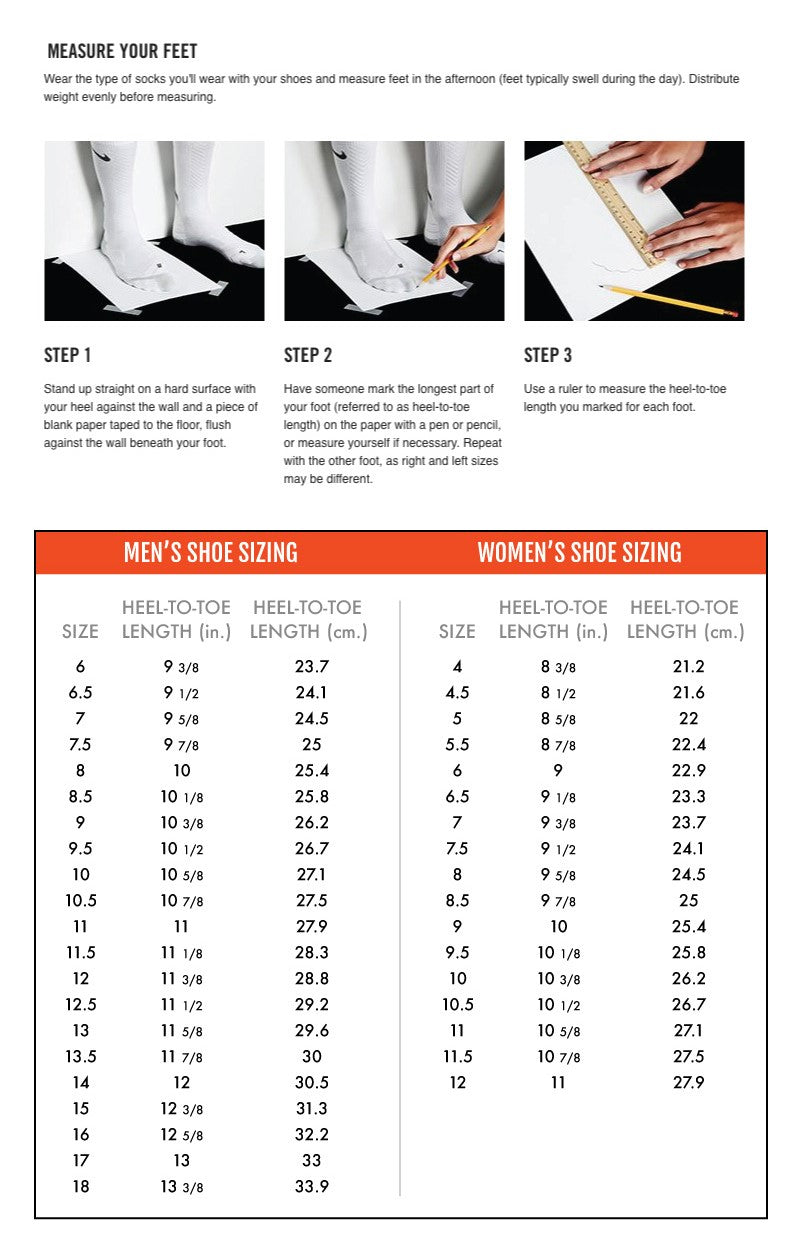 nike hyperko size chart