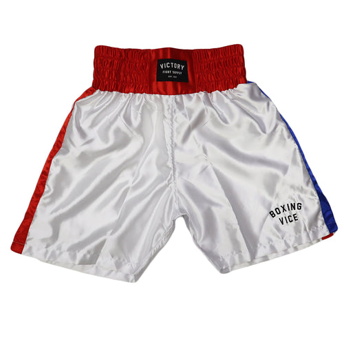 VICTORY BOXING SHORTS VICE SERIES WHITE/GOLD – MSM FIGHT SHOP