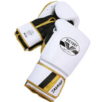VICTORY GLOVES SAVAGE V2 LEATHER HOOK AND LOOP WHITE/BLACK/GOLD