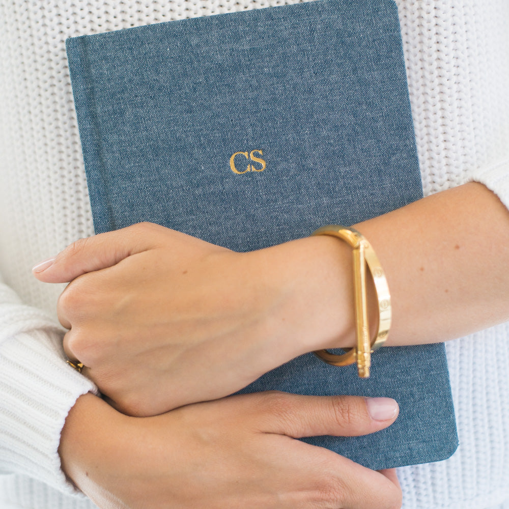 Chambray Journal with Gold Monogram