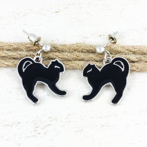 Boucles D Oreilles Chats Noirs Breloques Pendantes Pinz N Thingz