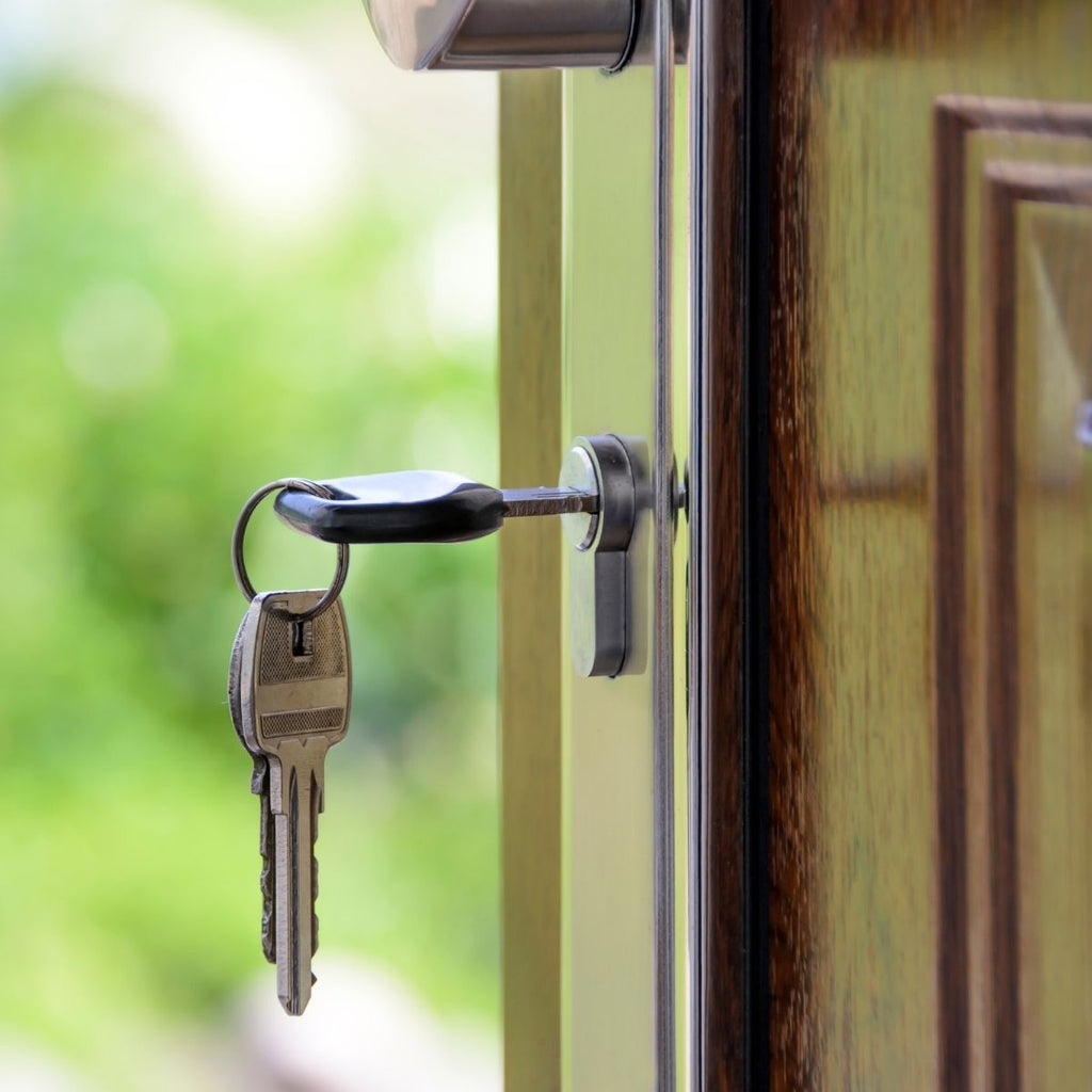 wood door with keys