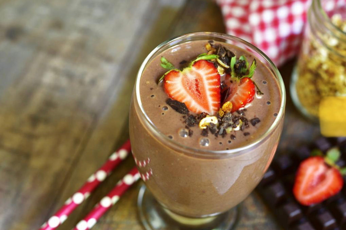 Chocolate Strawberry Banana Protein Smoothie 