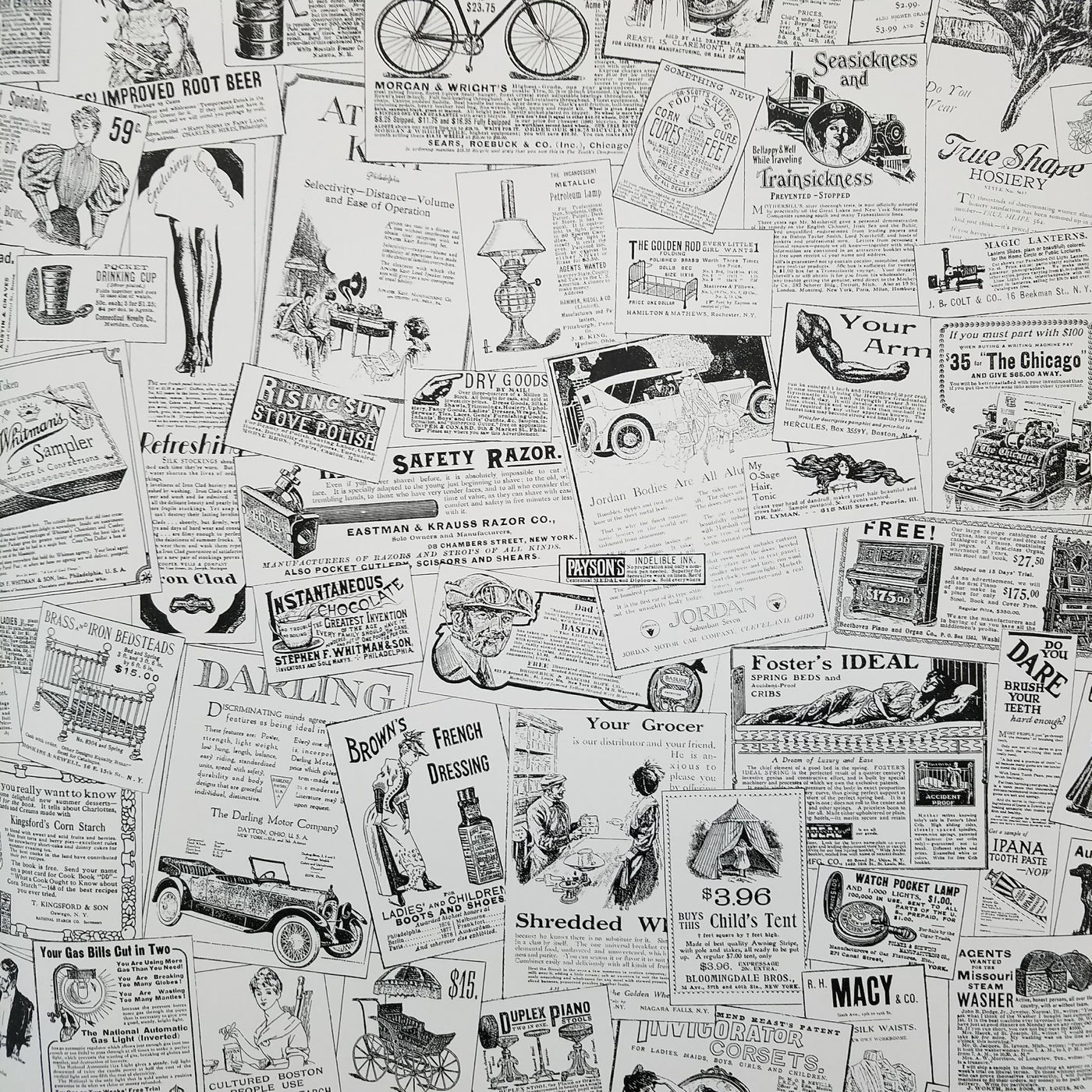 Black White Vintage Ads Wallpaper | BK32083 – D. Marie Interiors