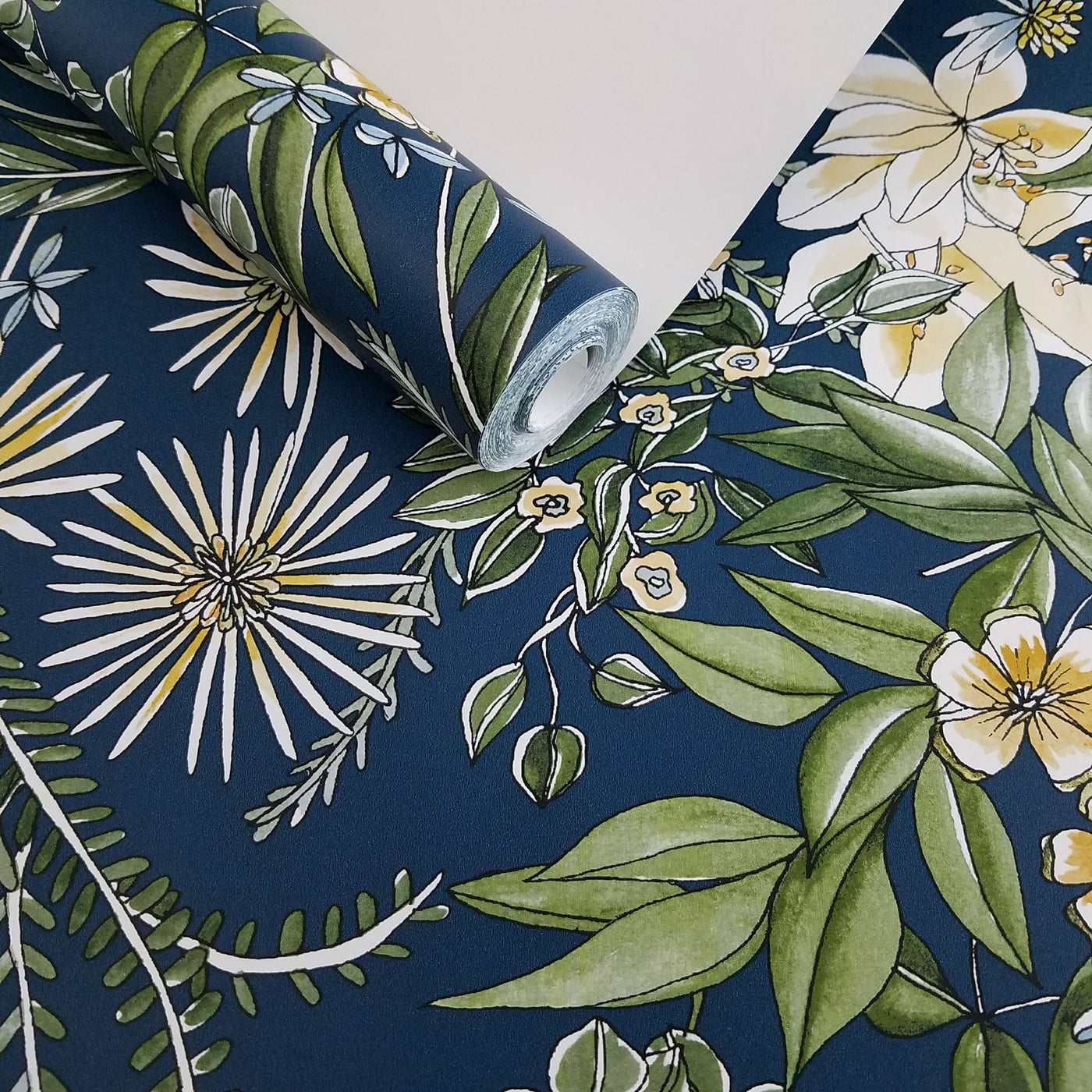 A Street Prints Full Bloom Navy Blue Floral Wallpaper – D. Marie Interiors