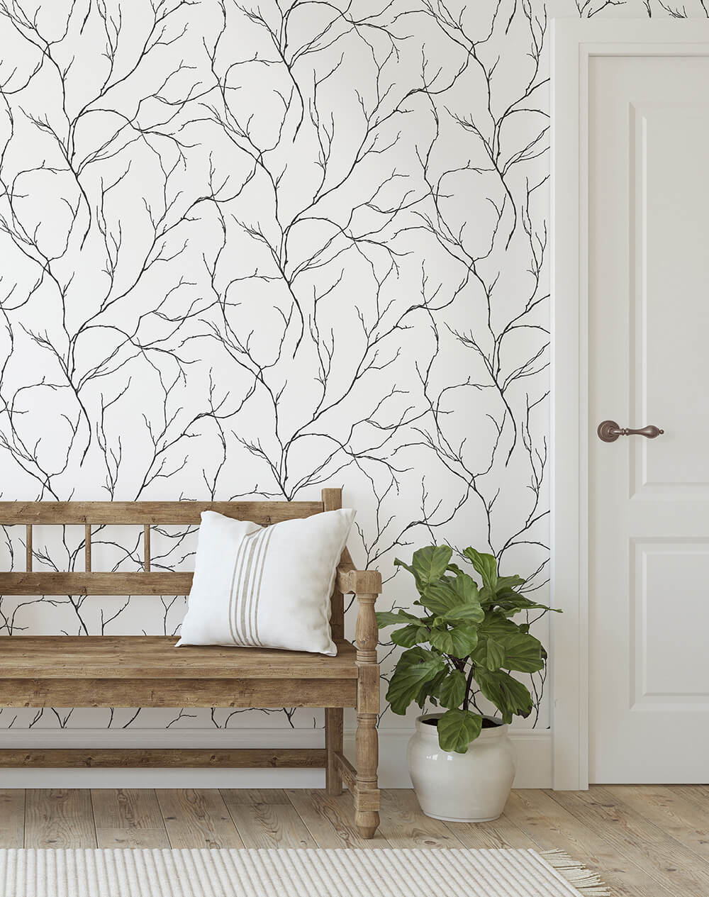 NextWall Peel and Stick Black Branches Wallpaper | NW39000 – D. Marie