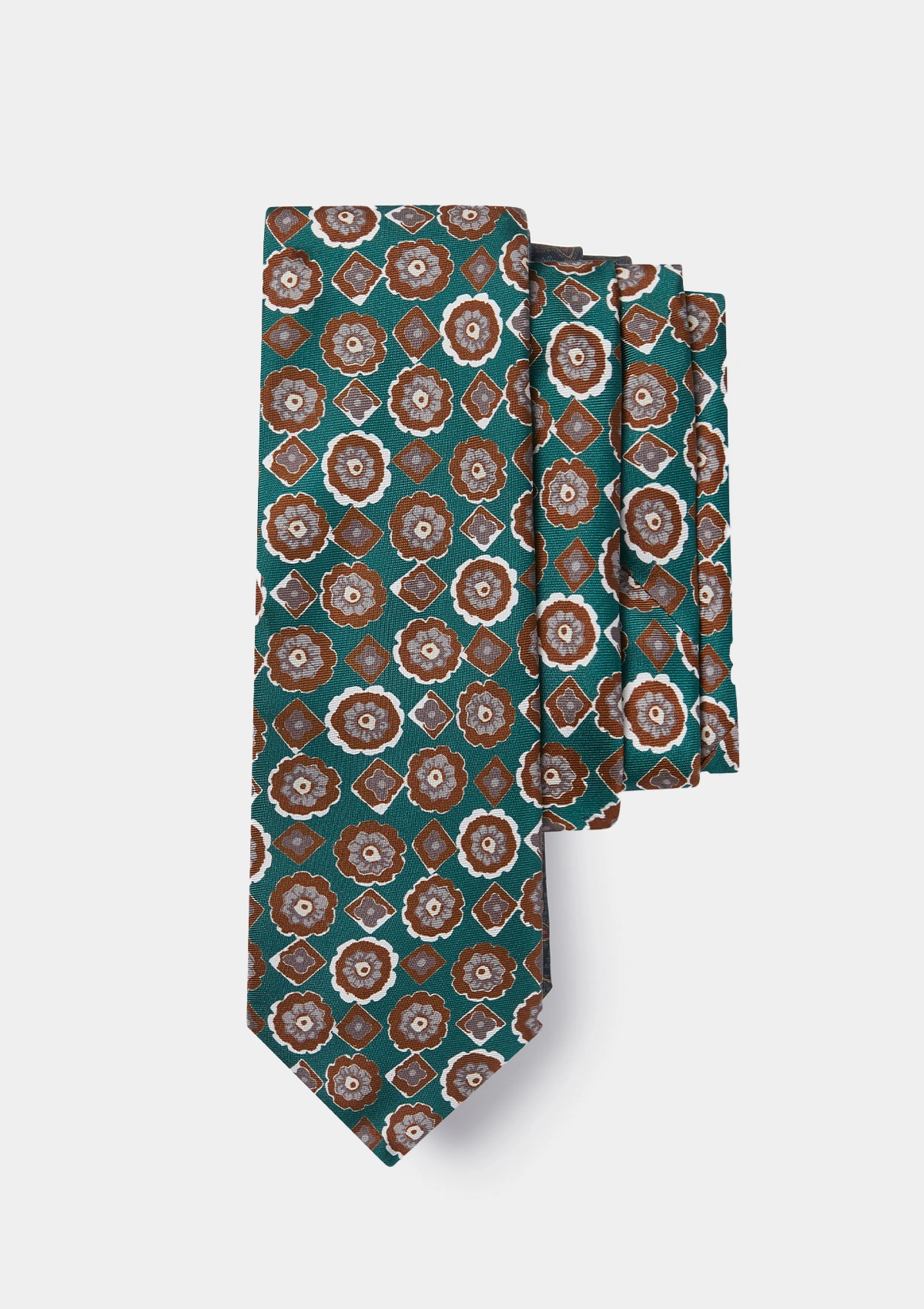 Green Floral Silk Tie