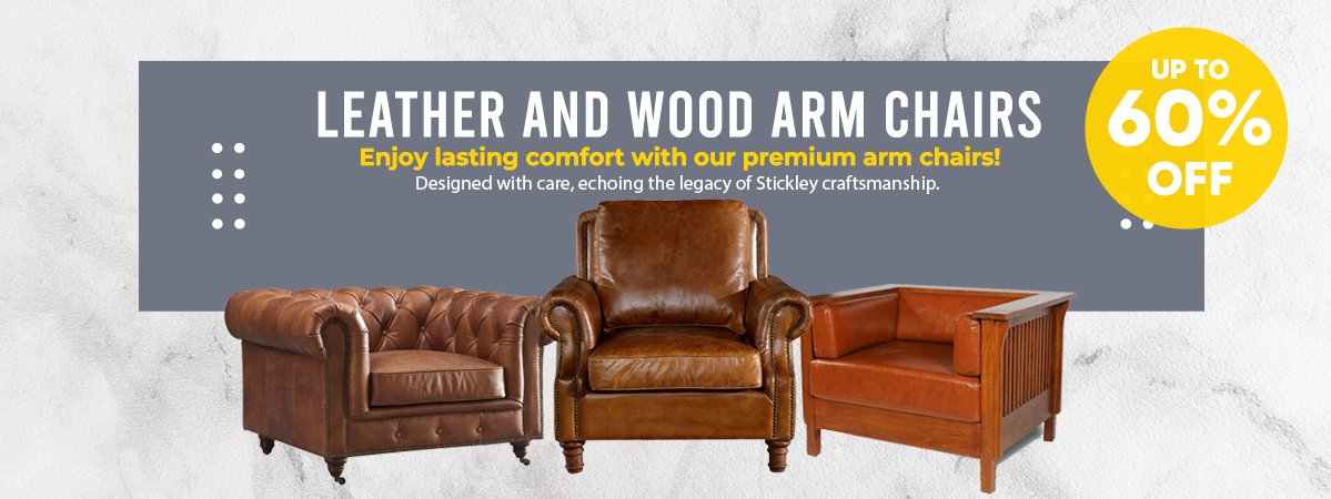 leather chair with wood arms