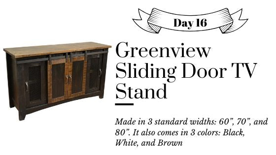 Crafters and Weavers Farmhouse Sliding Door TV Stand Solid Wood - Distressed White, Black, and Brown