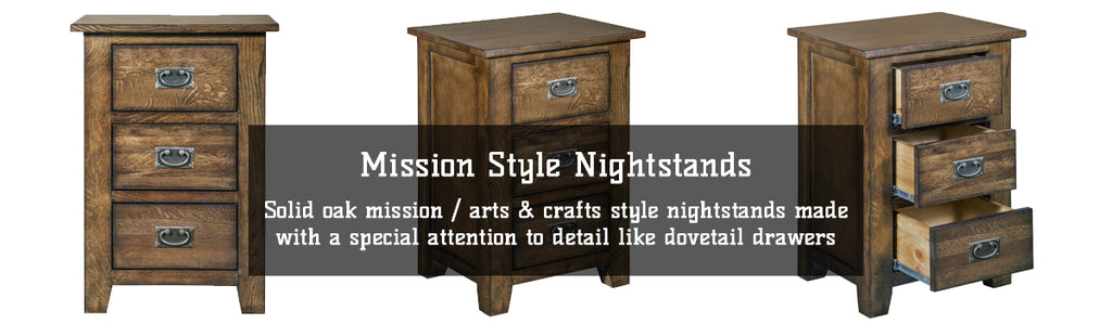 Solid Oak Mission / Arts & Crafts style nightstands with dovetail drawers and metal hardware