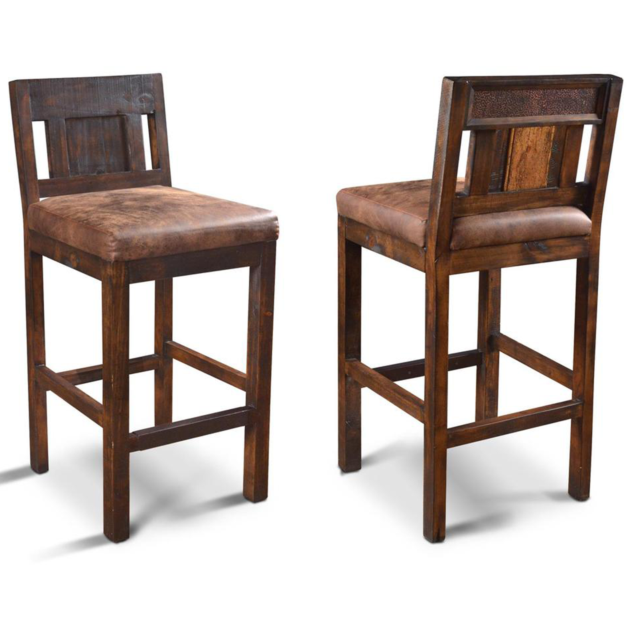 Rustic Wooden Bar Stools With Backs — Crafters And Weavers