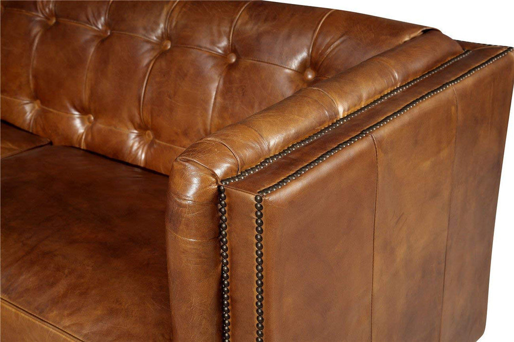 brown leather tuxedo sofa