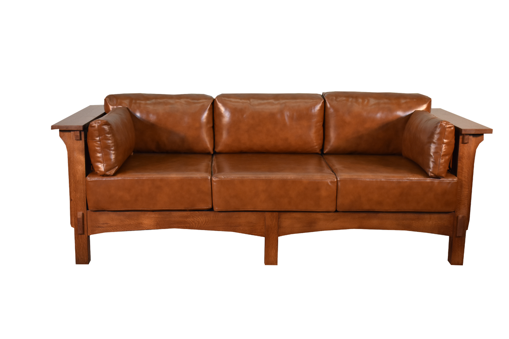 arts and crafts style leather sofa